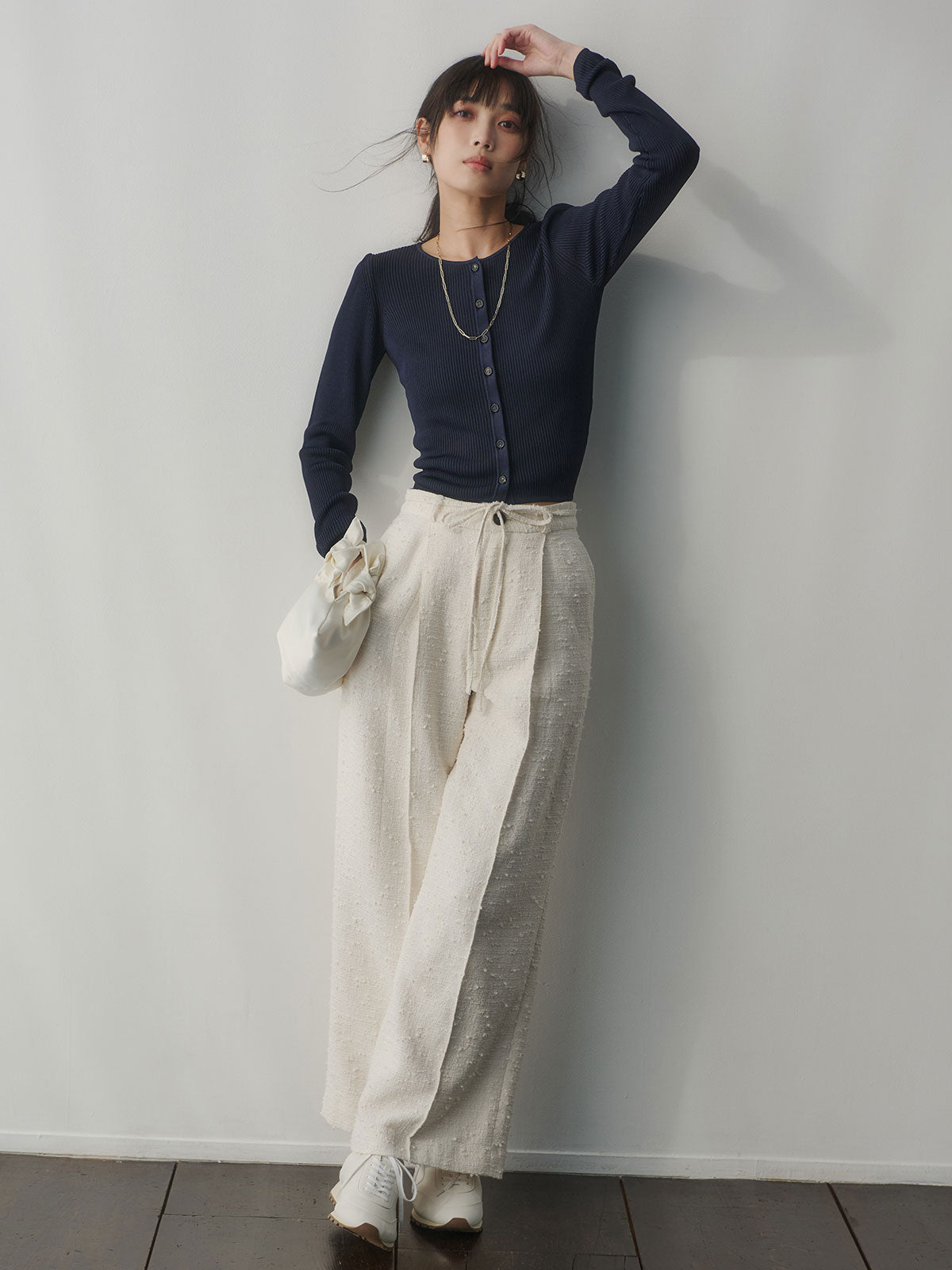 リュクスビスコースリブニットカーディガン