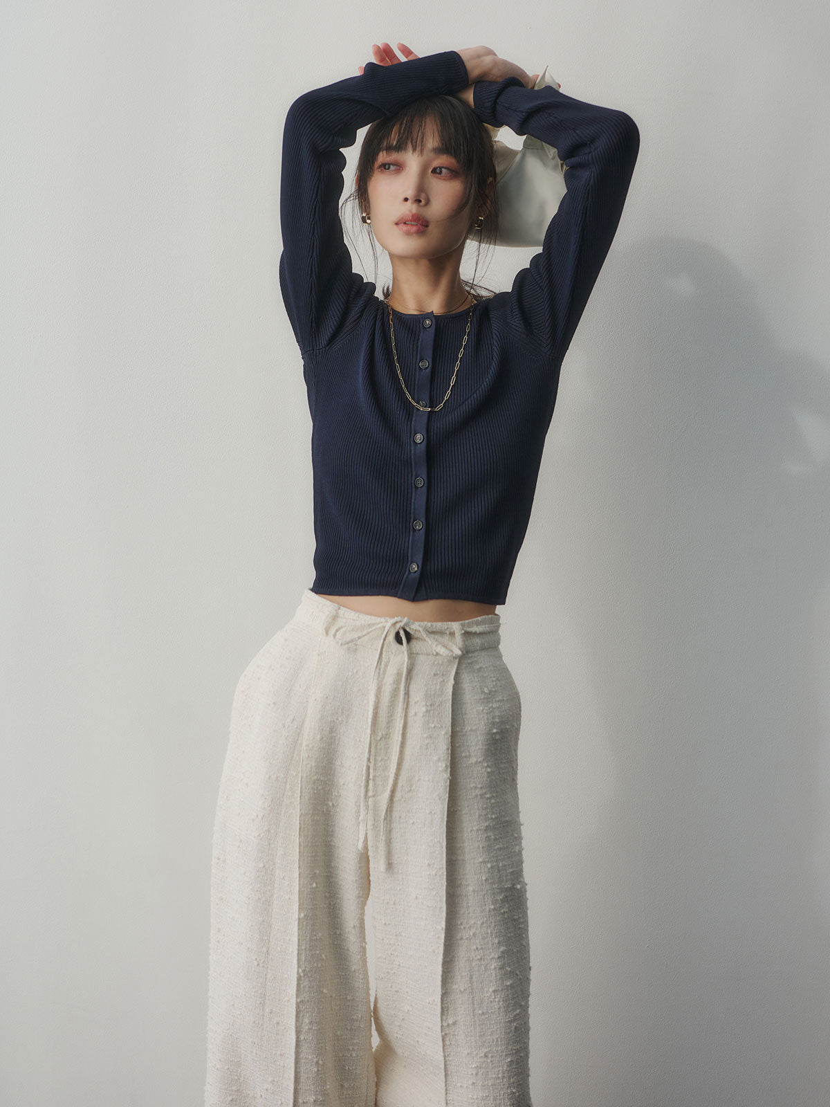 リュクスビスコースリブニットカーディガン