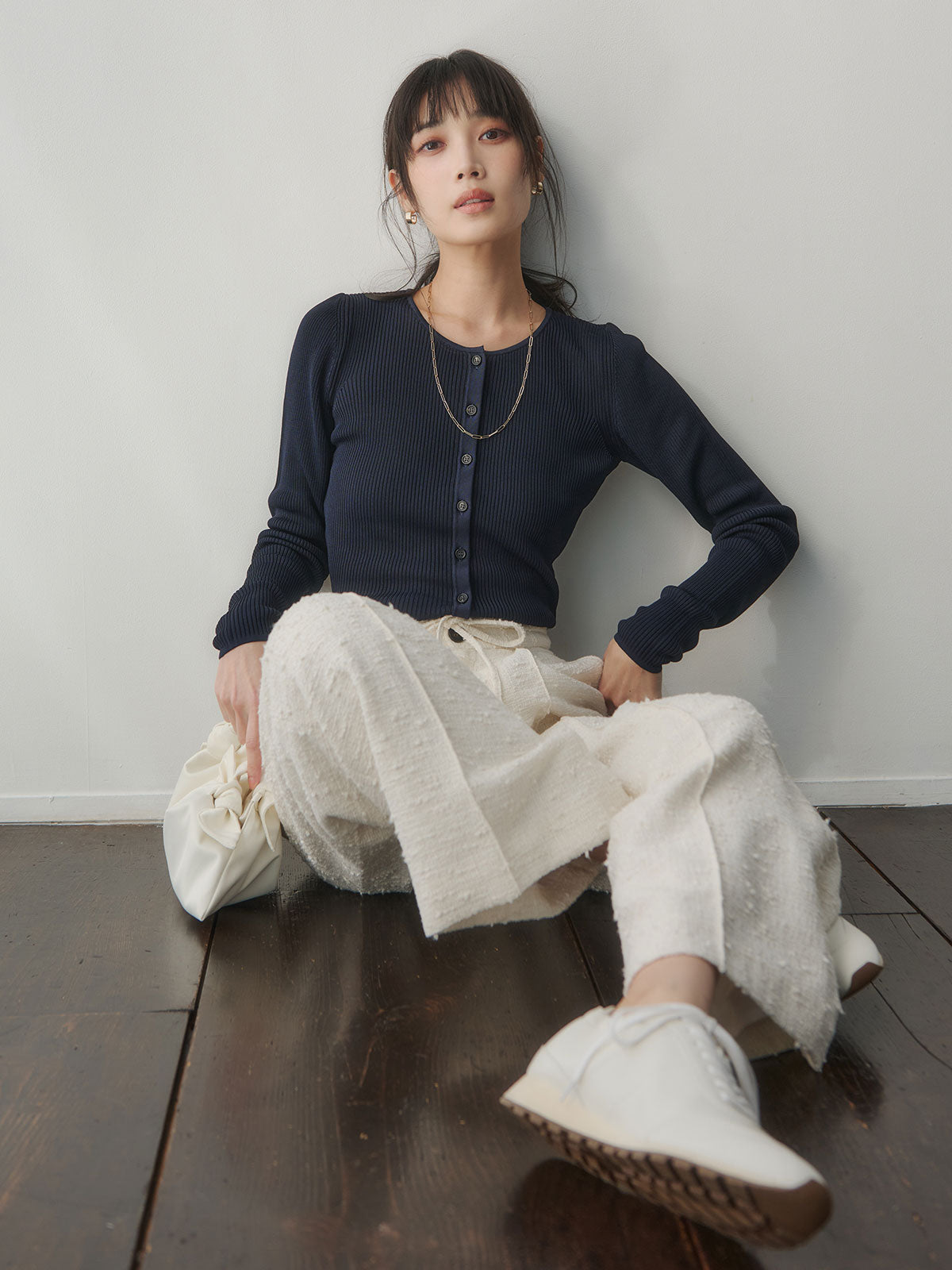 ツイードリボンベルトパンツ