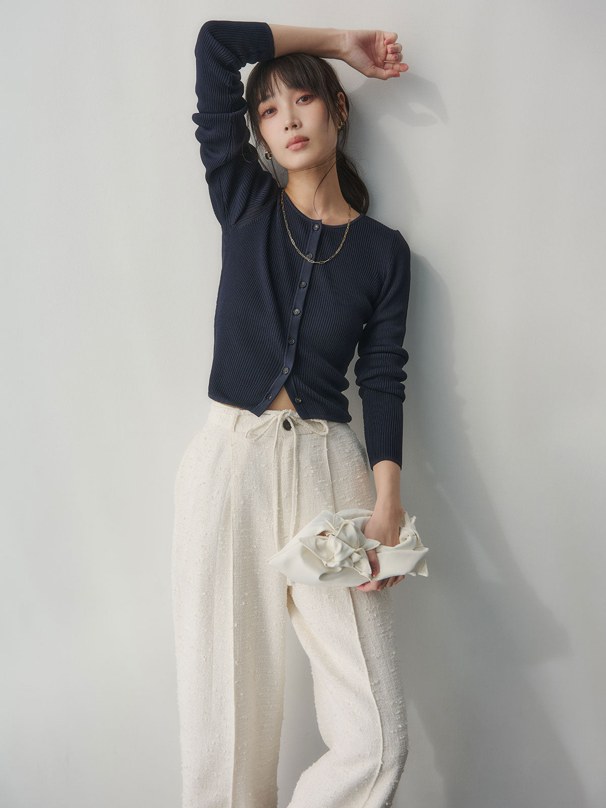 リュクスビスコースリブニットカーディガン