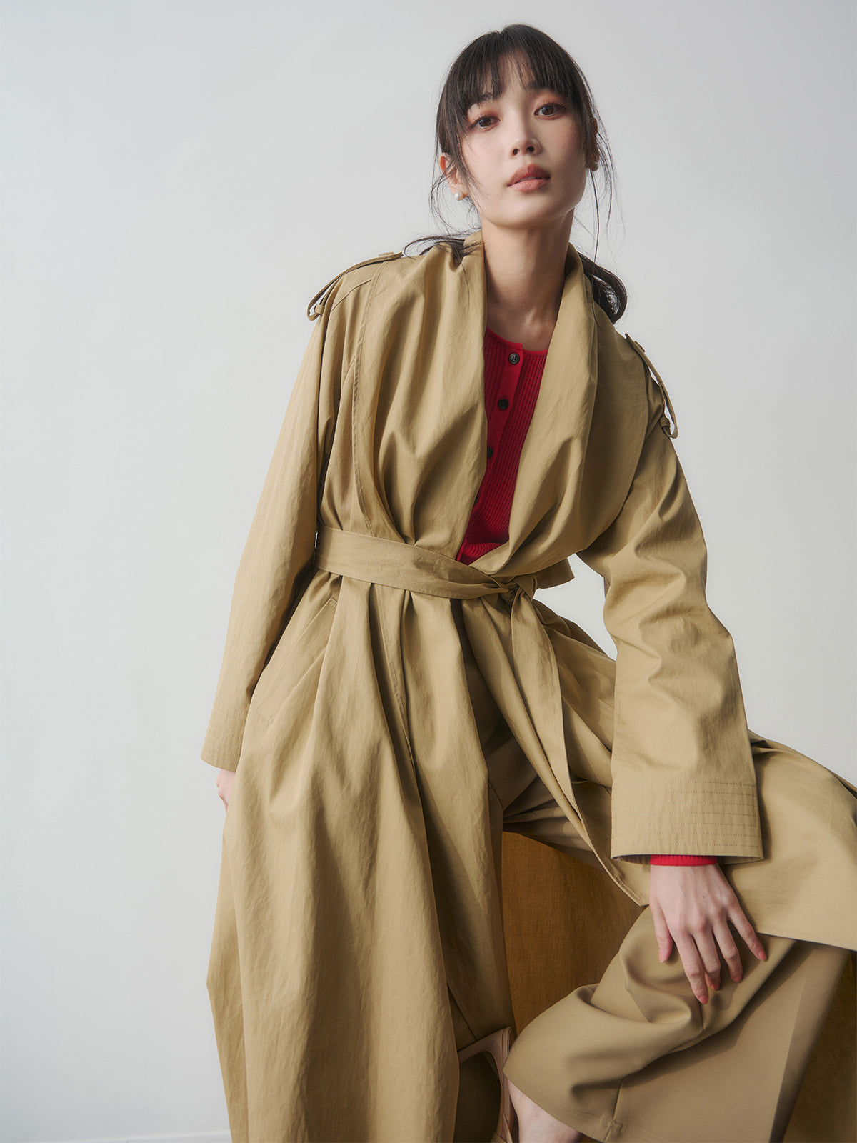 ボリュームショールカラーコート