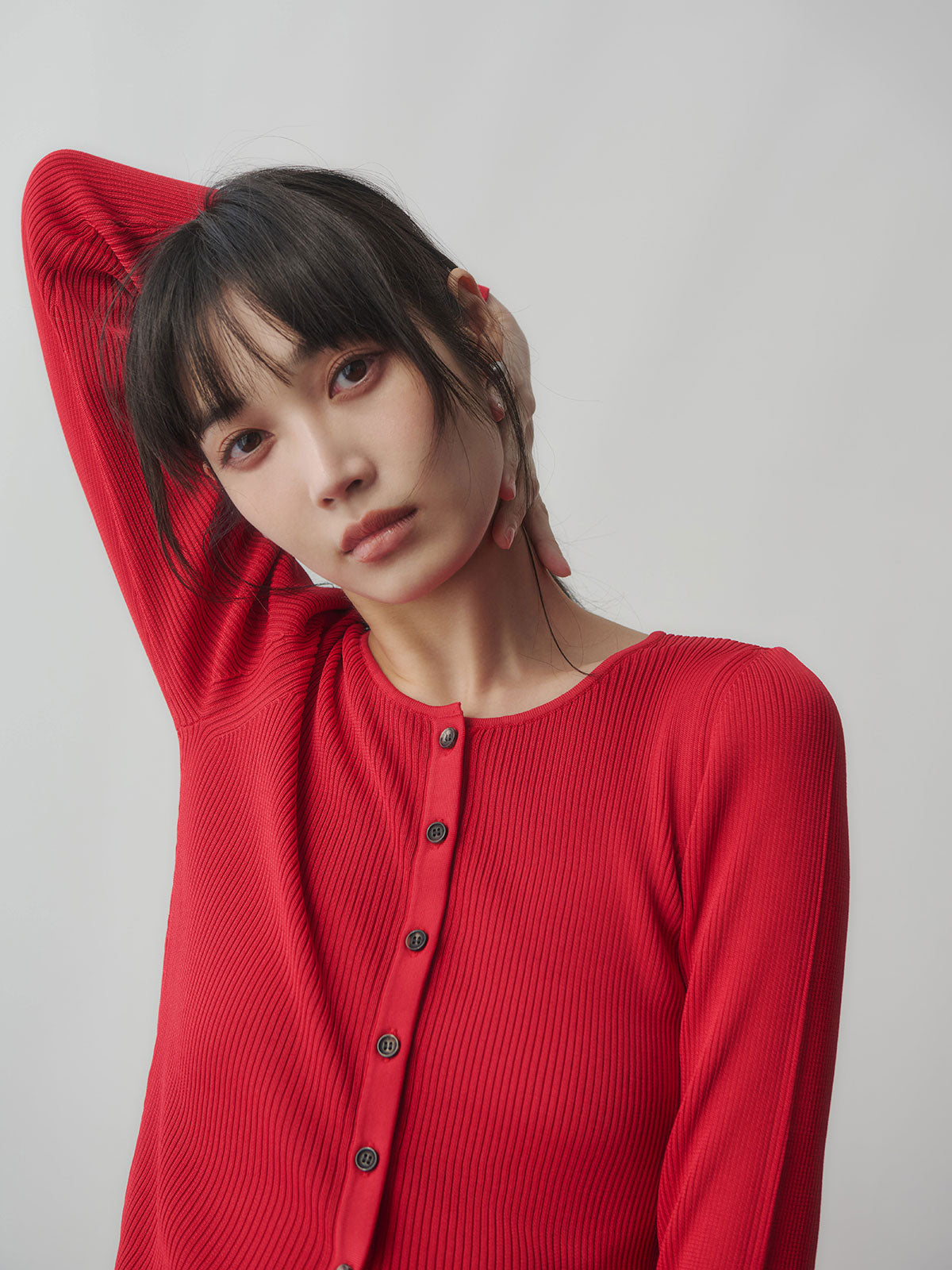 リュクスビスコースリブニットカーディガン