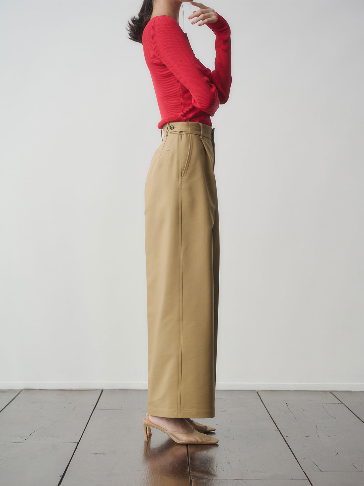 コットンクロスワイドパンツ