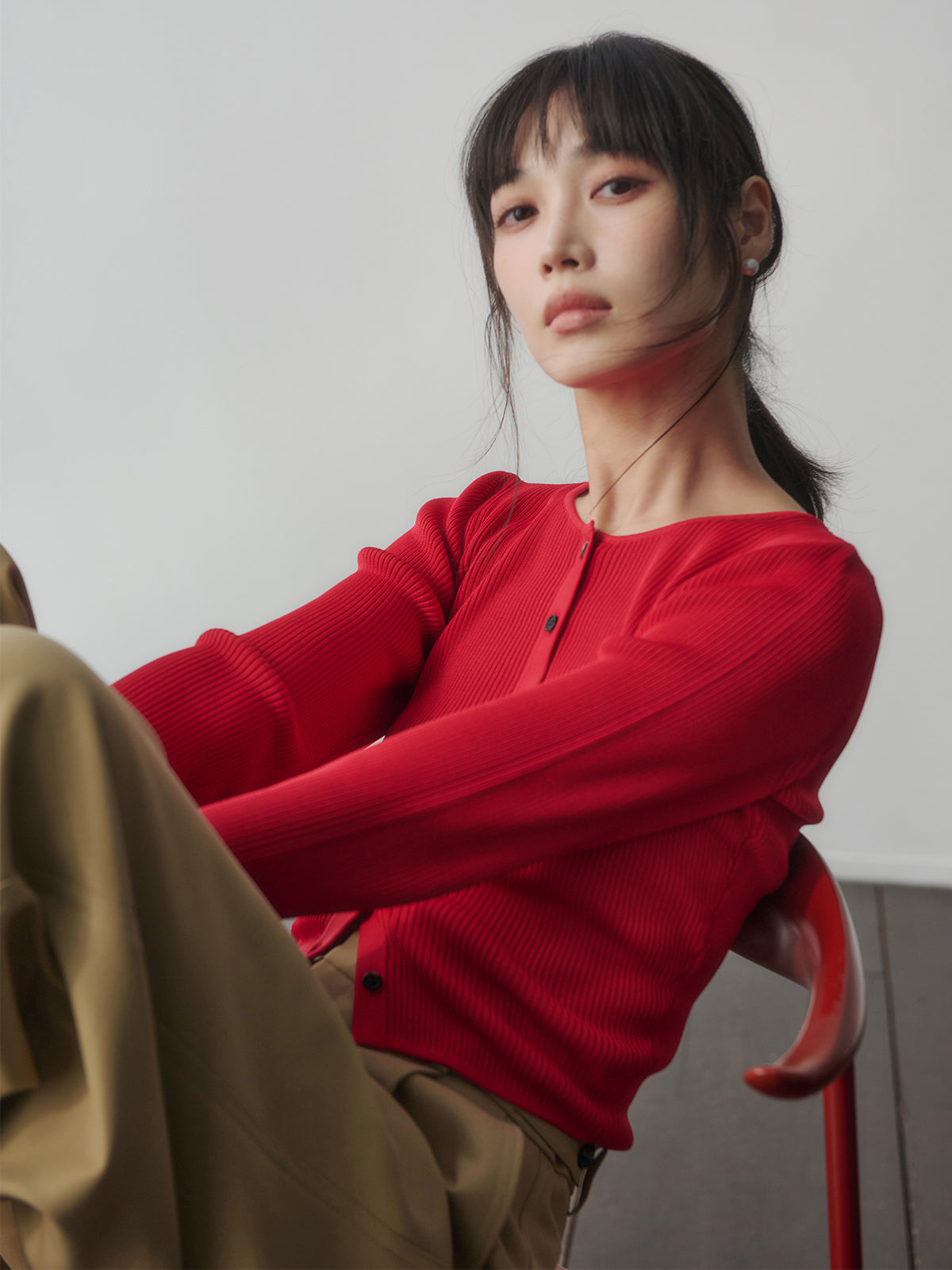 リュクスビスコースリブニットカーディガン