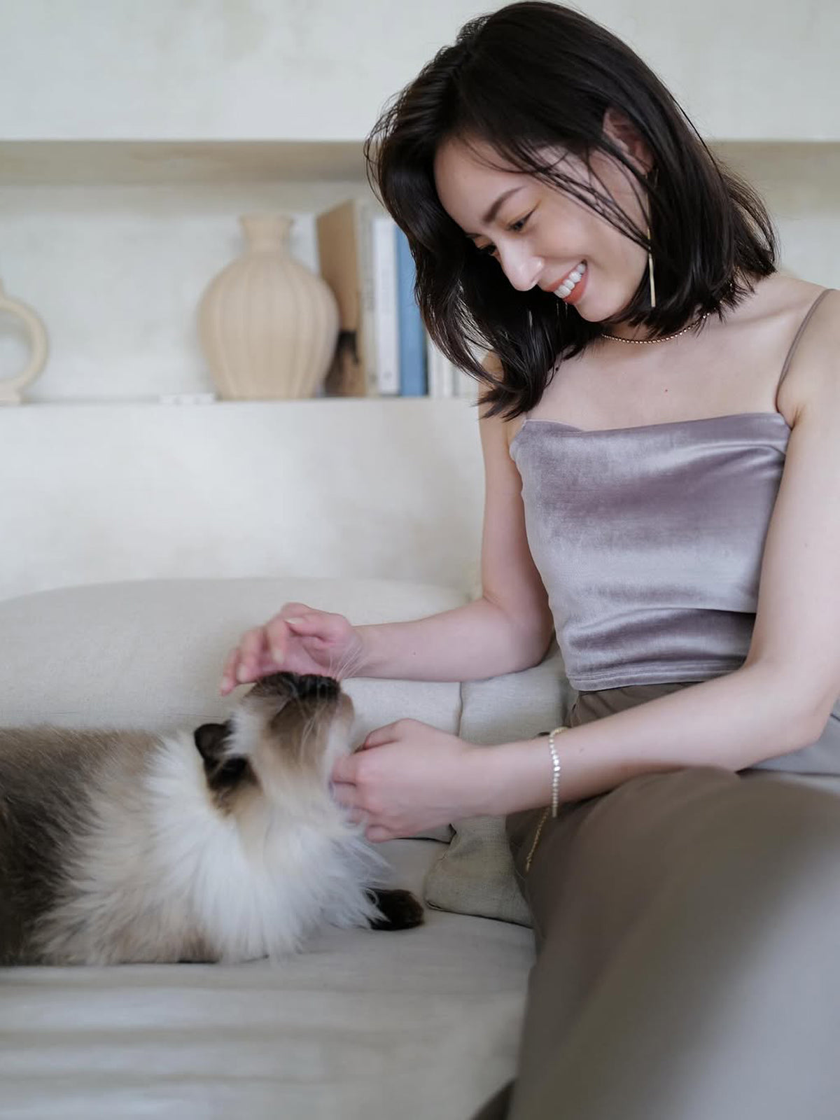 [OUR WACOAL×anuans] Cup-in Velour Short Camisole