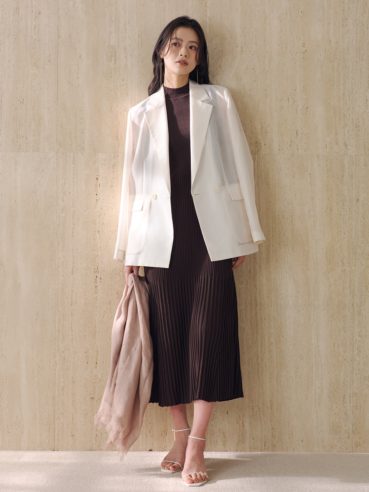 【ASAUCE MELER】リネンモダールシルクメランジュソリッドストール