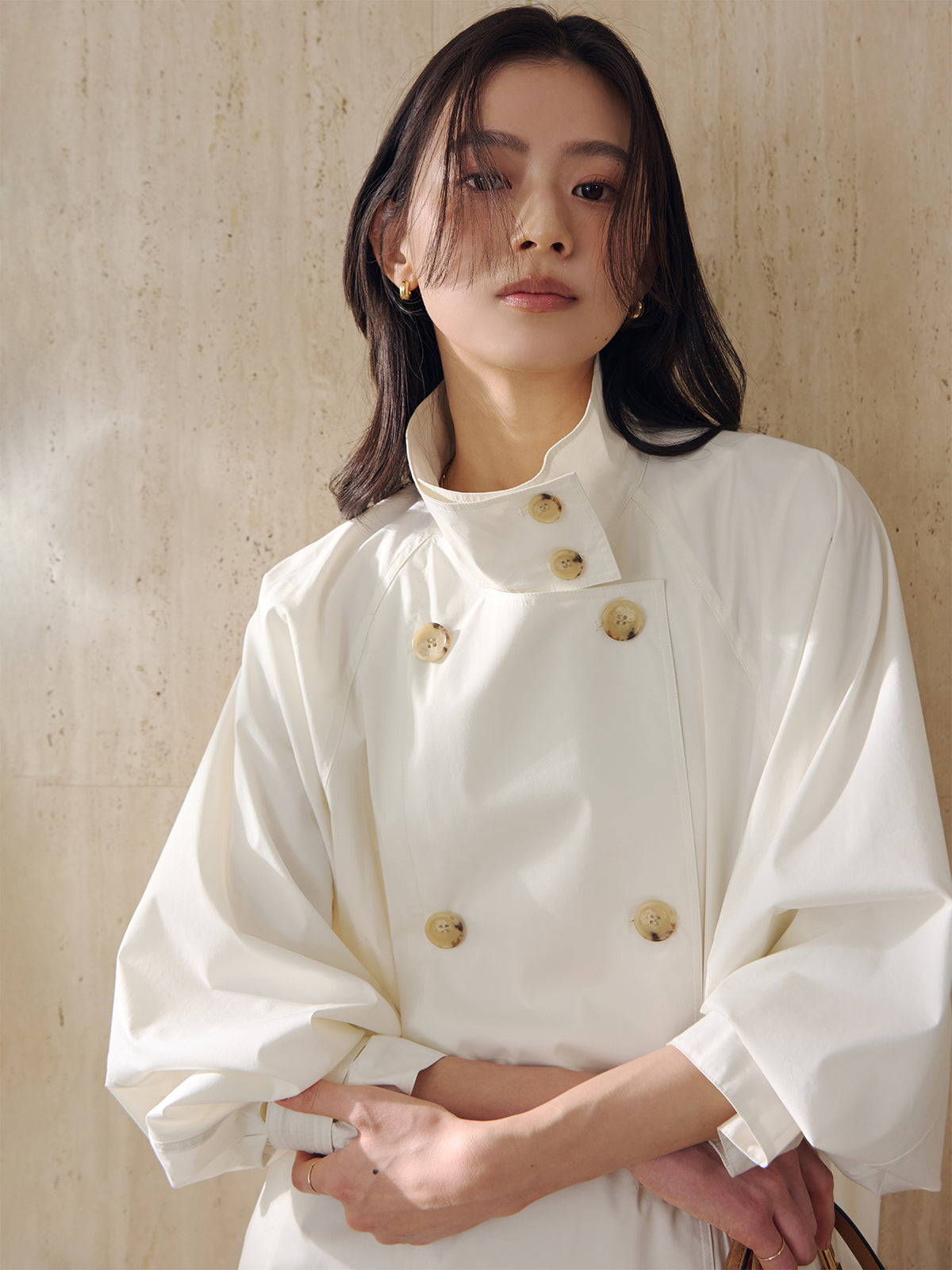 anuans ライトトレンチミドルブルゾン　ベージュ ライトトレンチミドルブルゾン