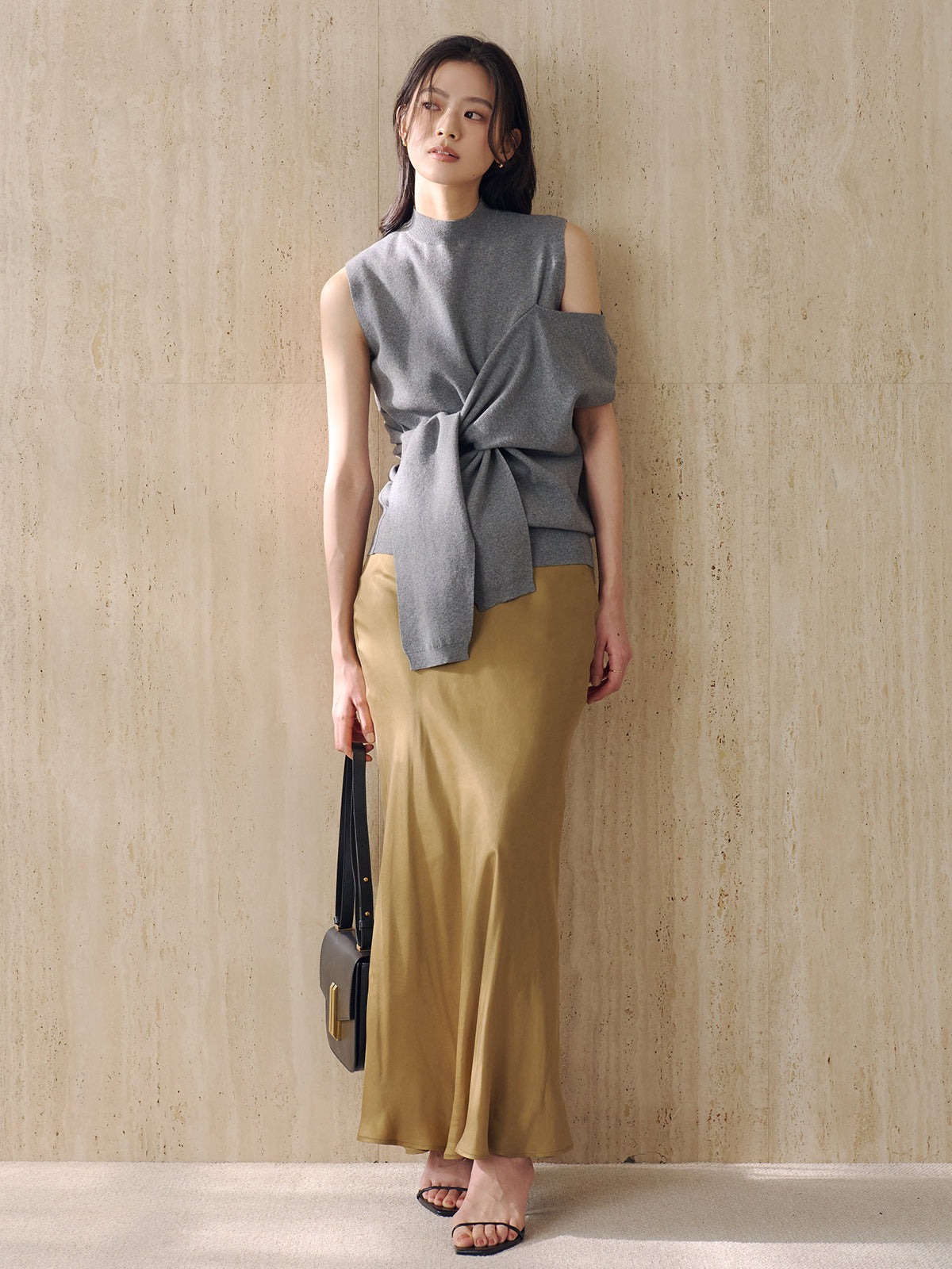 アシメニュアンスニットトップス