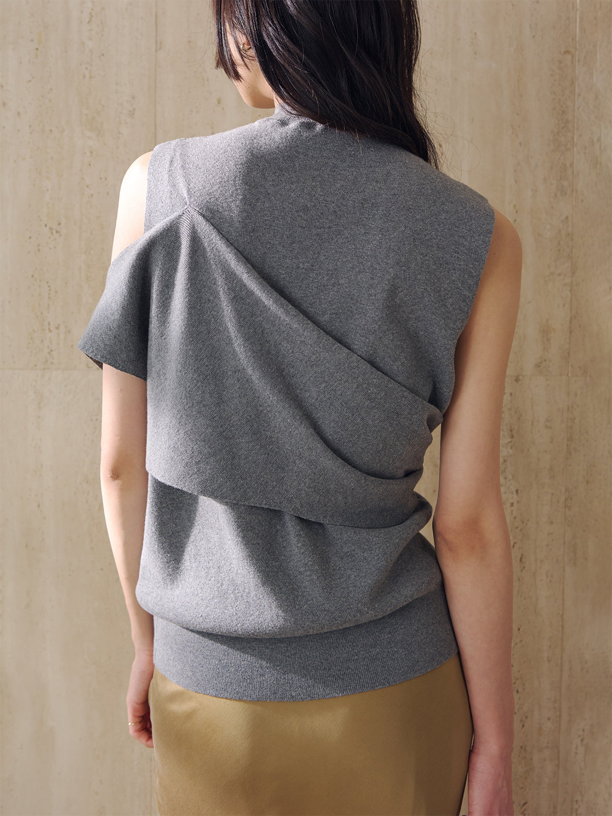 アシメニュアンスニットトップス