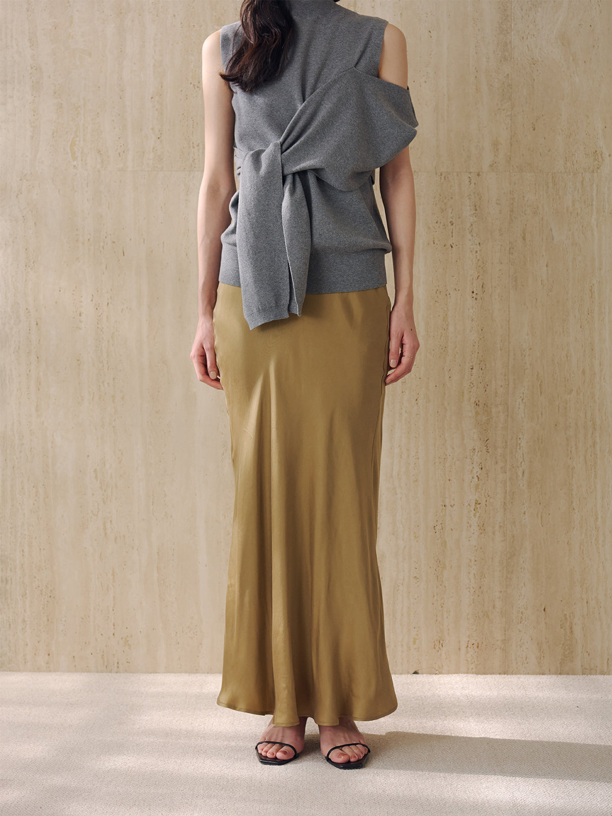 アシメニュアンスニットトップス