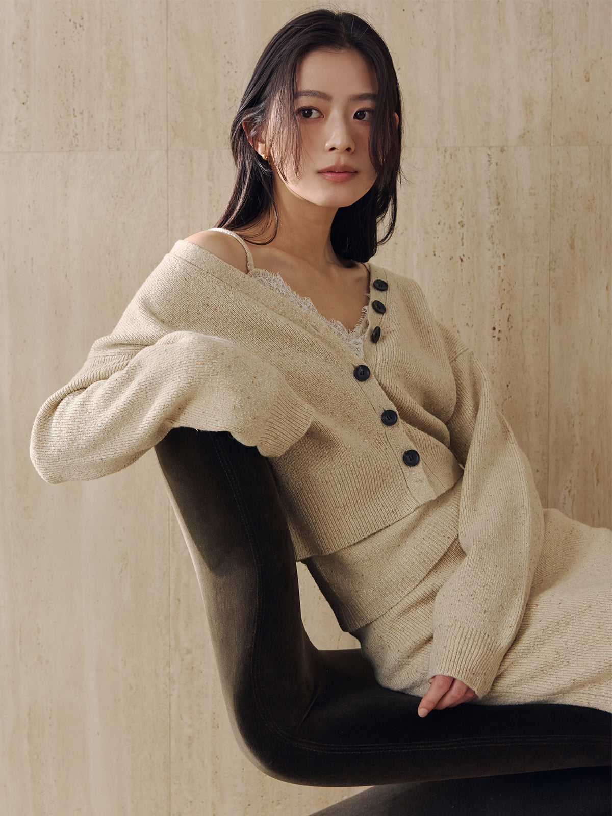 メランジヤーンニットセットアップ