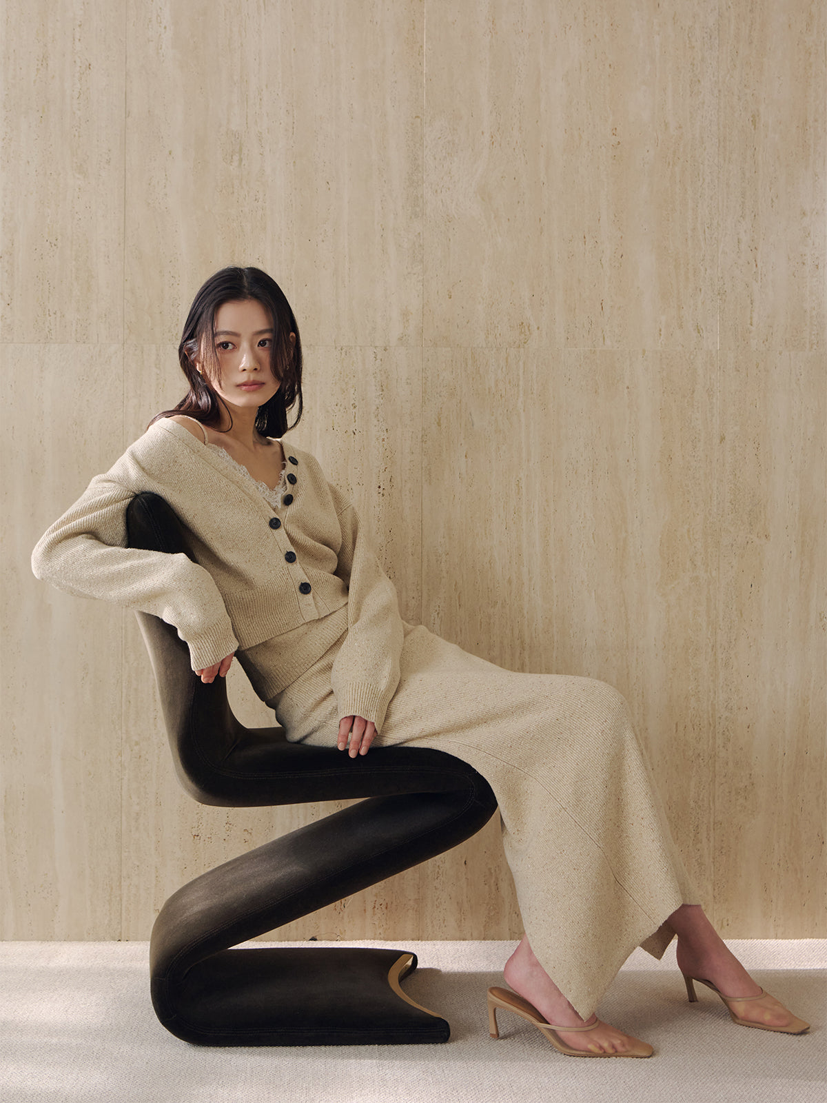 メランジヤーンニットセットアップ