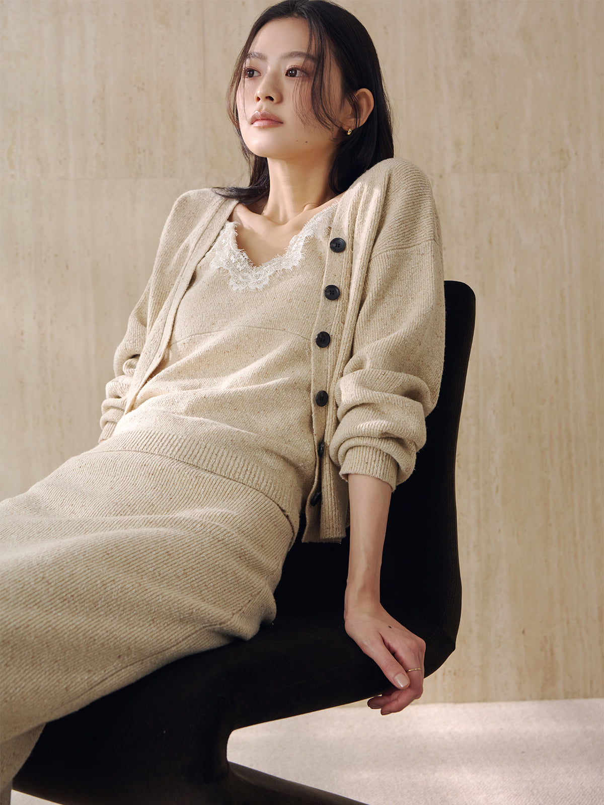 メランジヤーンニットセットアップ