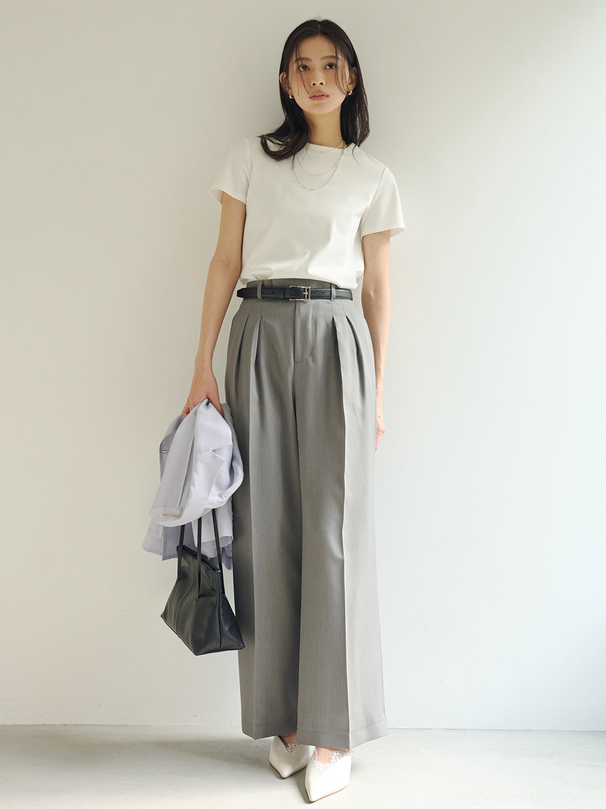 シルクタッチコットンスリムフィットTシャツ