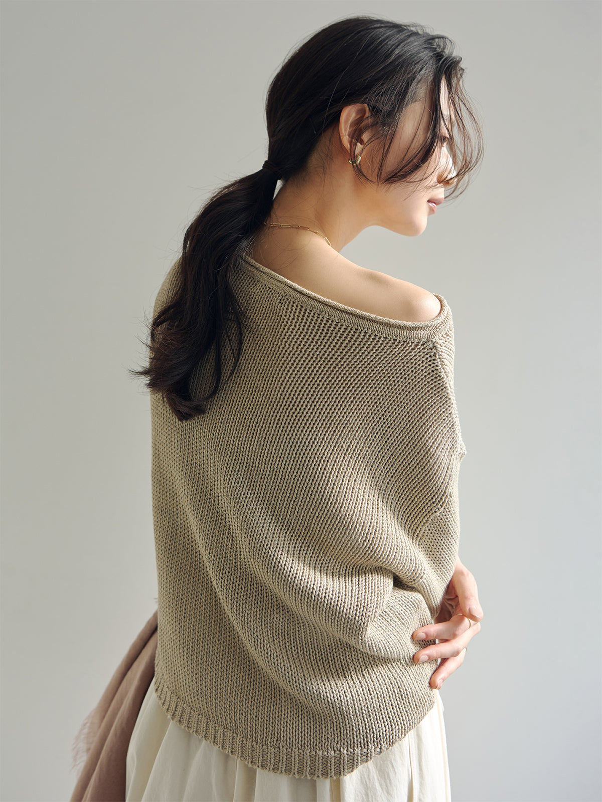 ペーパーヤーンニットプルオーバー