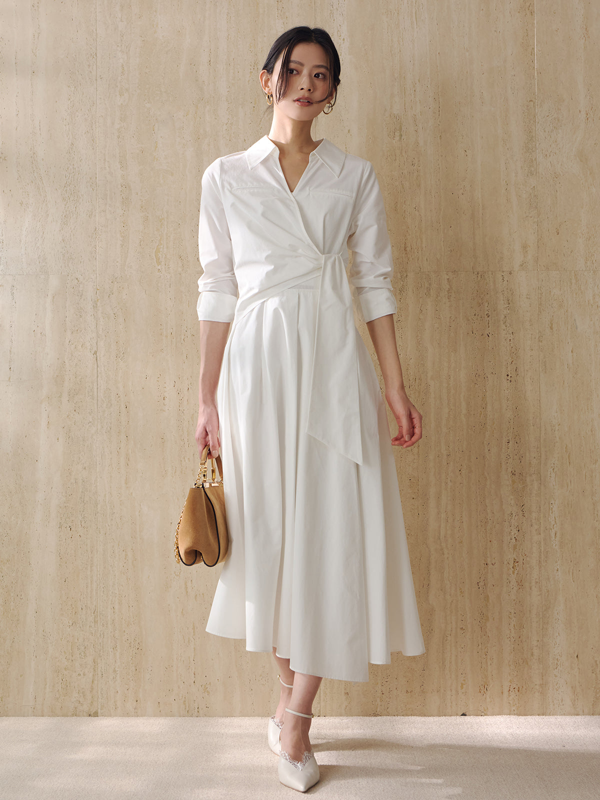 ワンピース Herlipto Cache-Coeur Belted Shirt Dress Cache-Coeur Shirt Dress