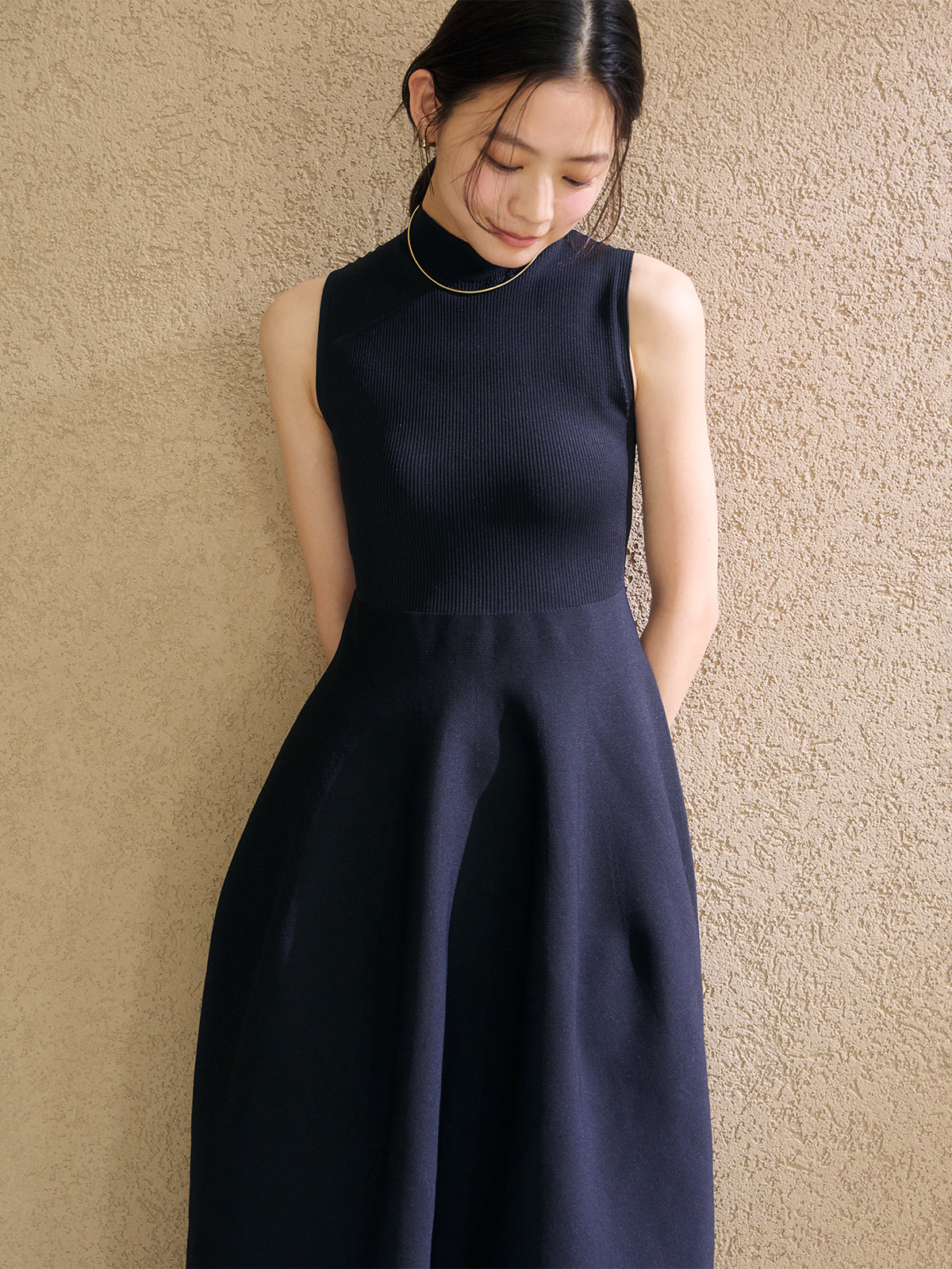 ホールガーメントフレアニットワンピース