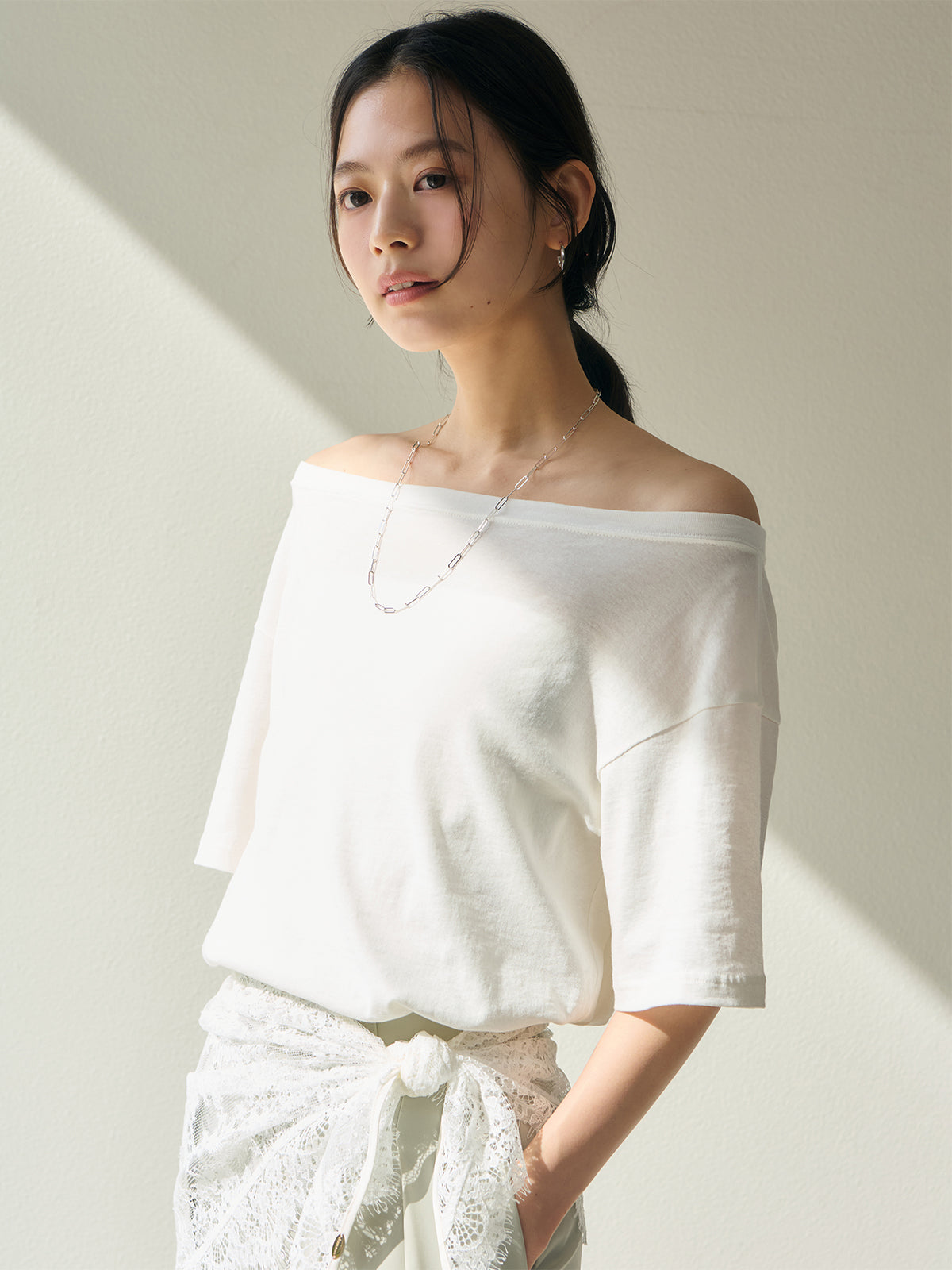 Anuansオフショルダートップス オフショルダーTシャツ