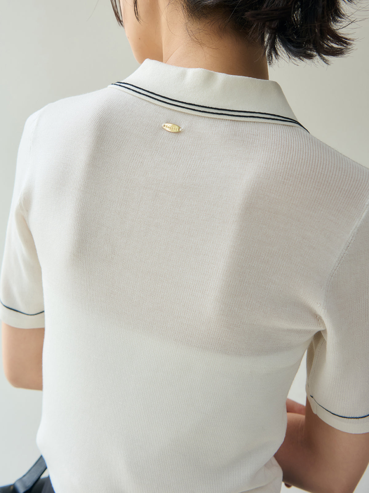 テンセルポロニットトップス