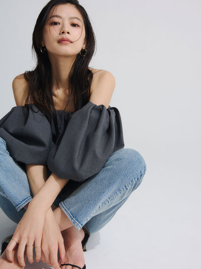 Slim straight denim