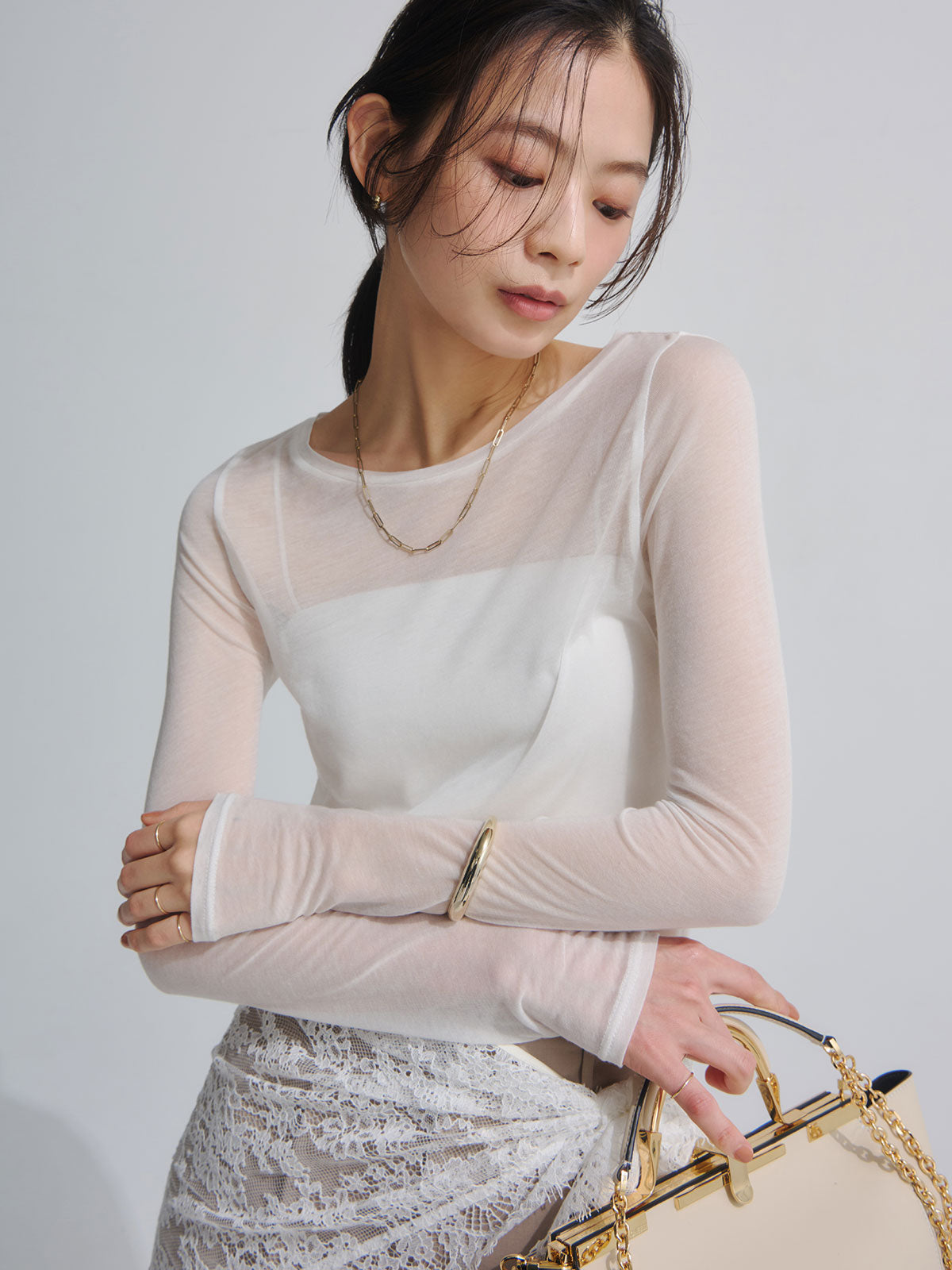 シアーコンパクトロングTシャツ