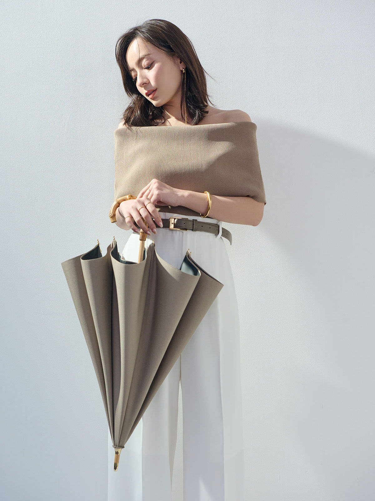 【untule×ánuans】コラボレーション日傘(長傘/S) GREY BEIGE