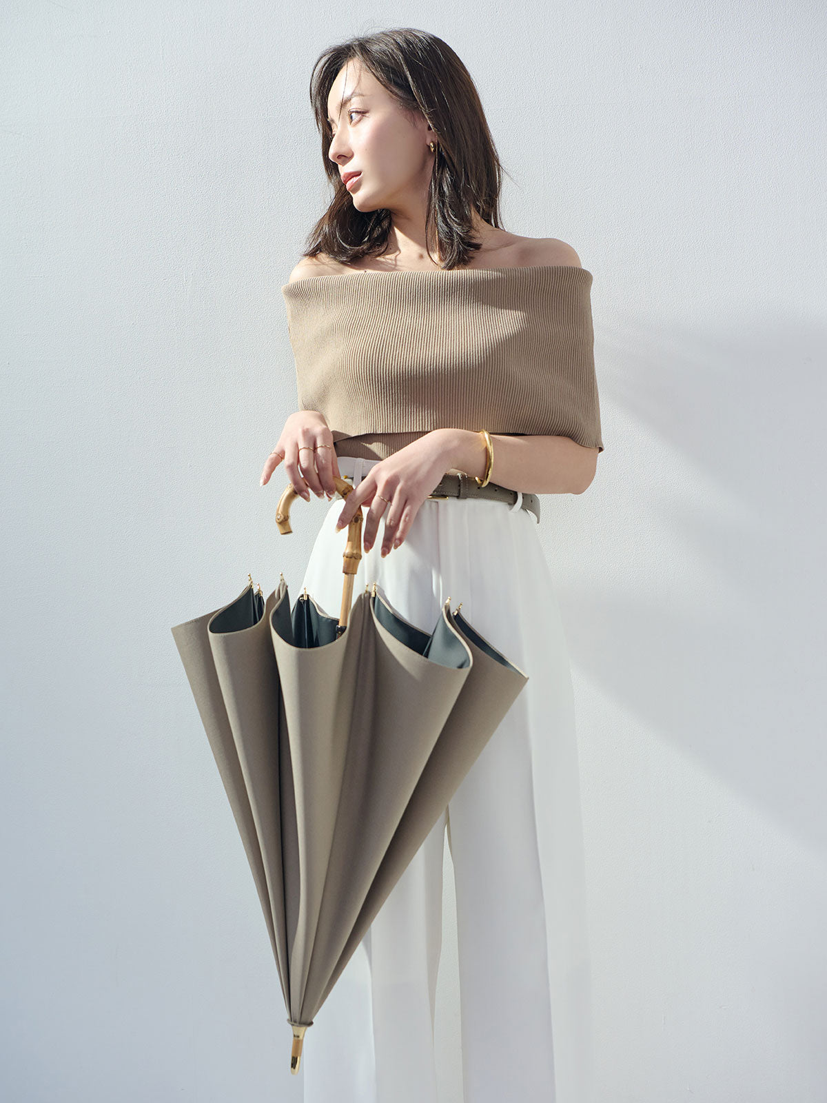 【untule×ánuans】コラボレーション日傘(長傘/S) GREY BEIGE