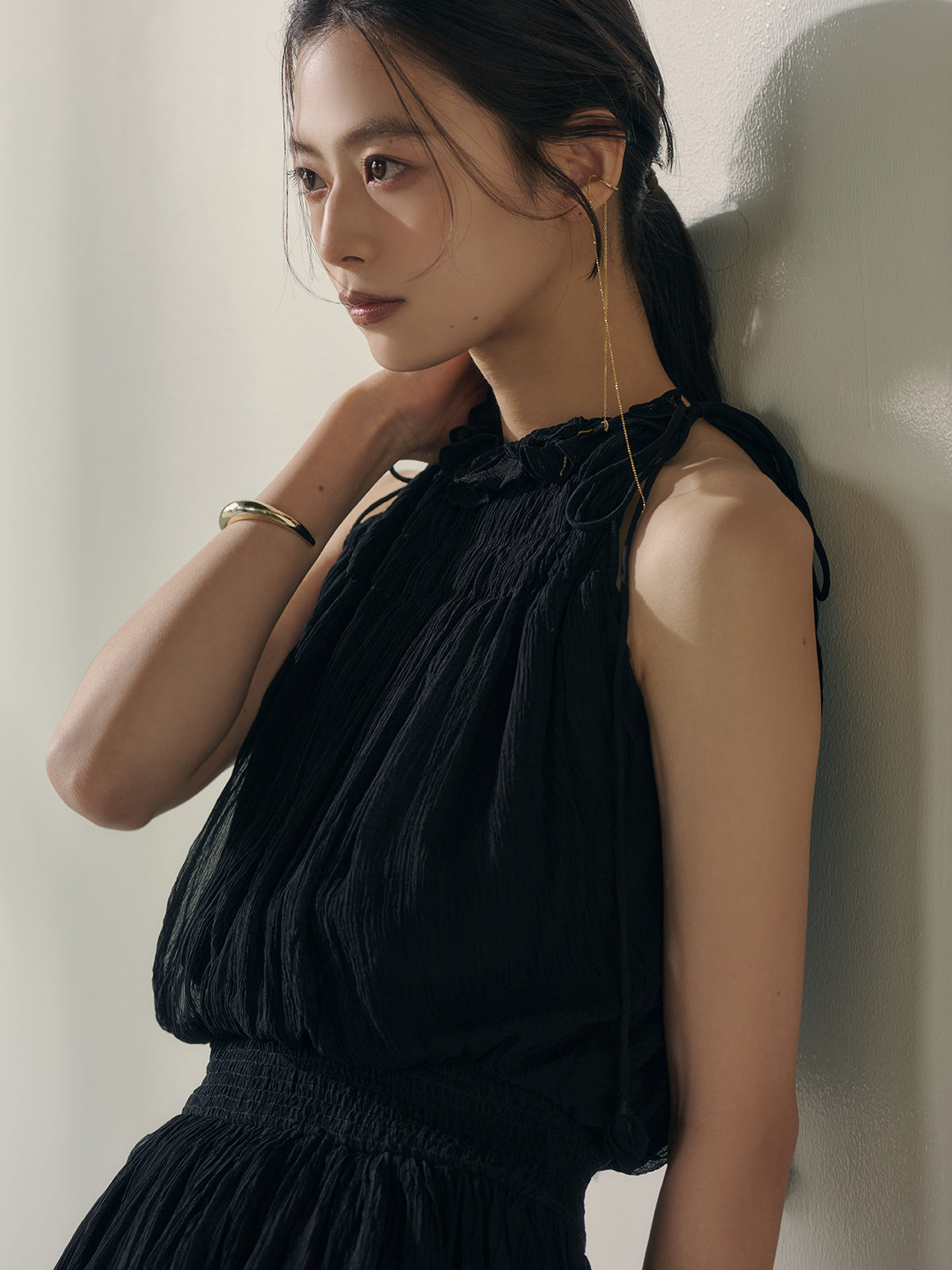 Indiaシアーコントラストブラウス