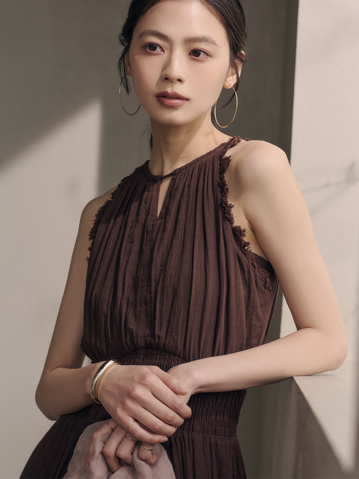 Indiaバックオープンティアードワンピース