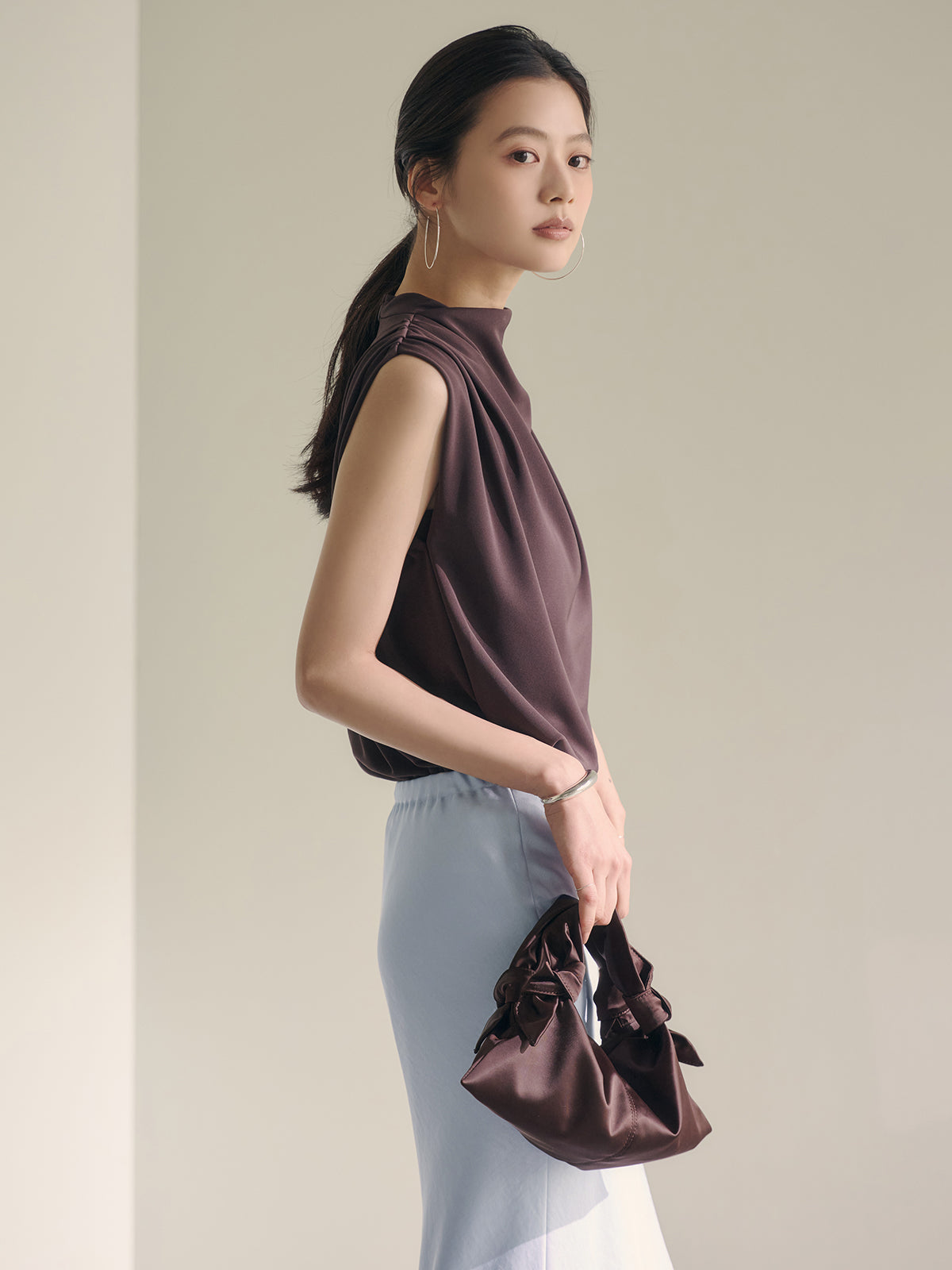 トリアセギャザードレープカットトップス