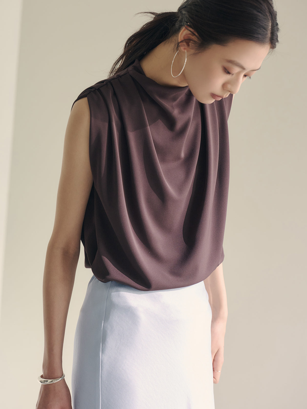 トリアセギャザードレープカットトップス