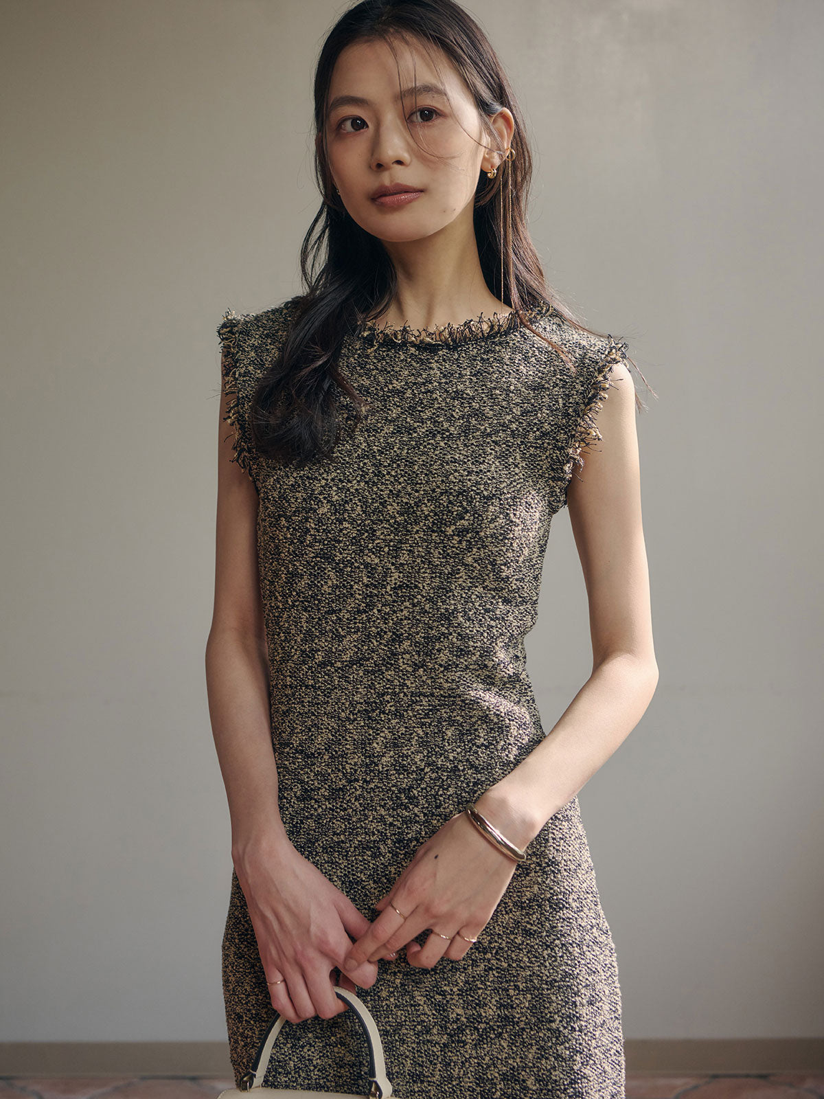 ブラッシュツイードニットワンピース