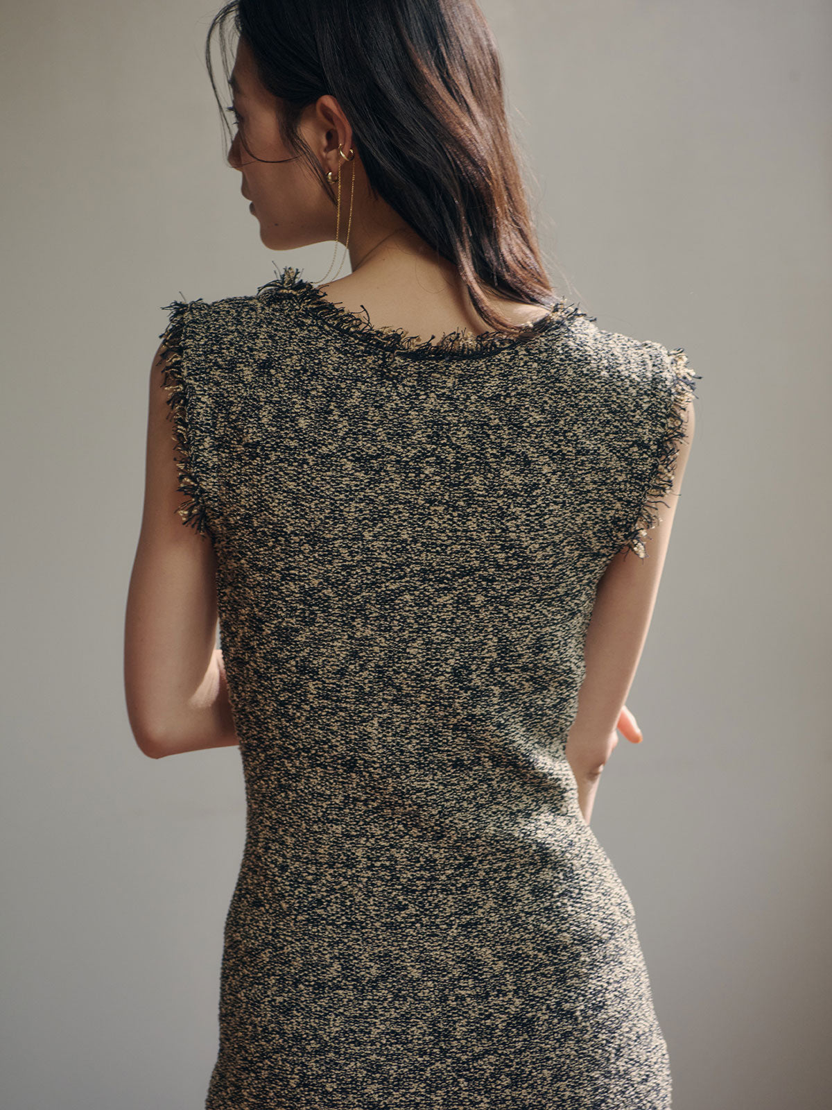 ブラッシュツイードニットワンピース