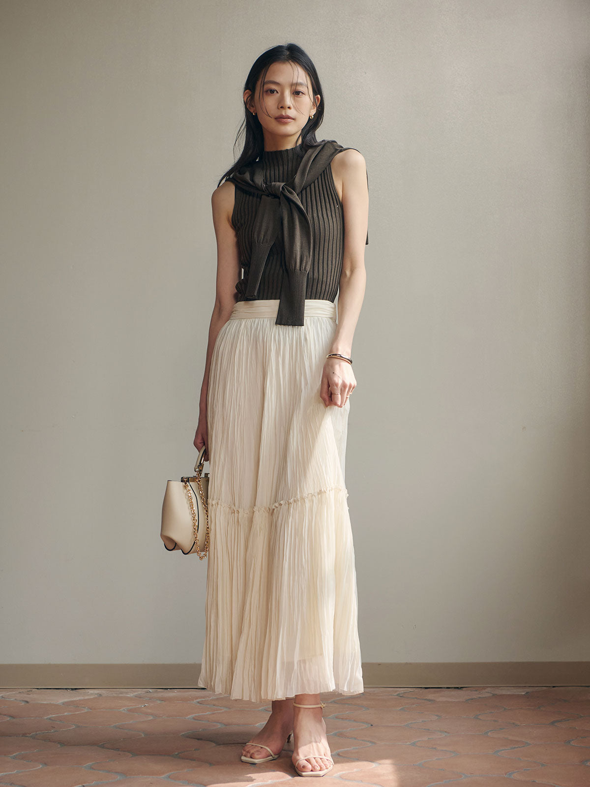 Mercerized Cotton Rib Knit Top