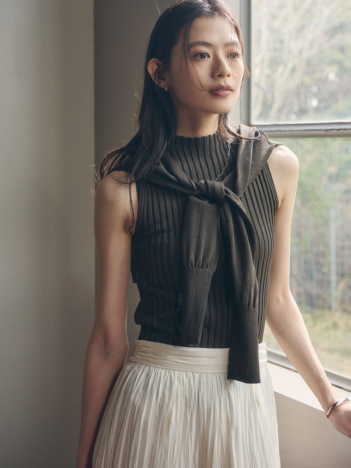 Mercerized Cotton Basic Knit Cardigan