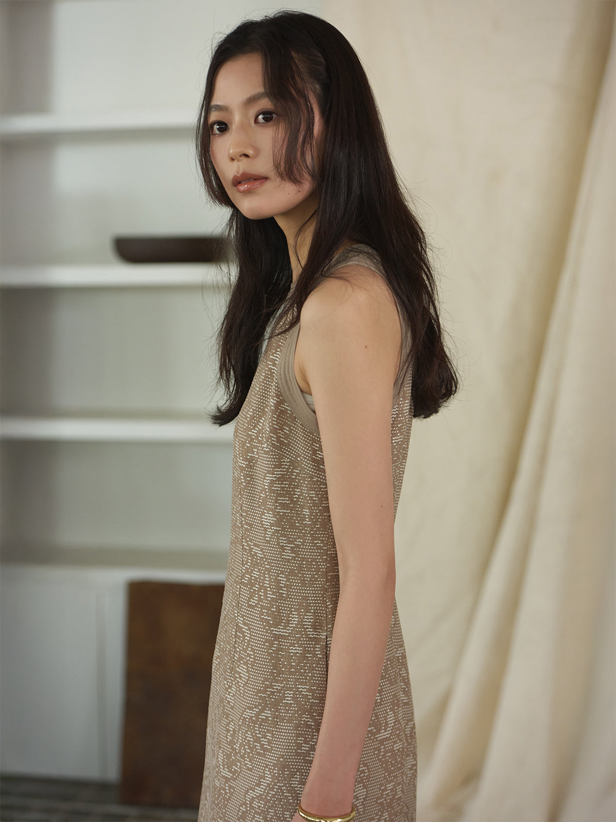 パイピングジャガードワンピース