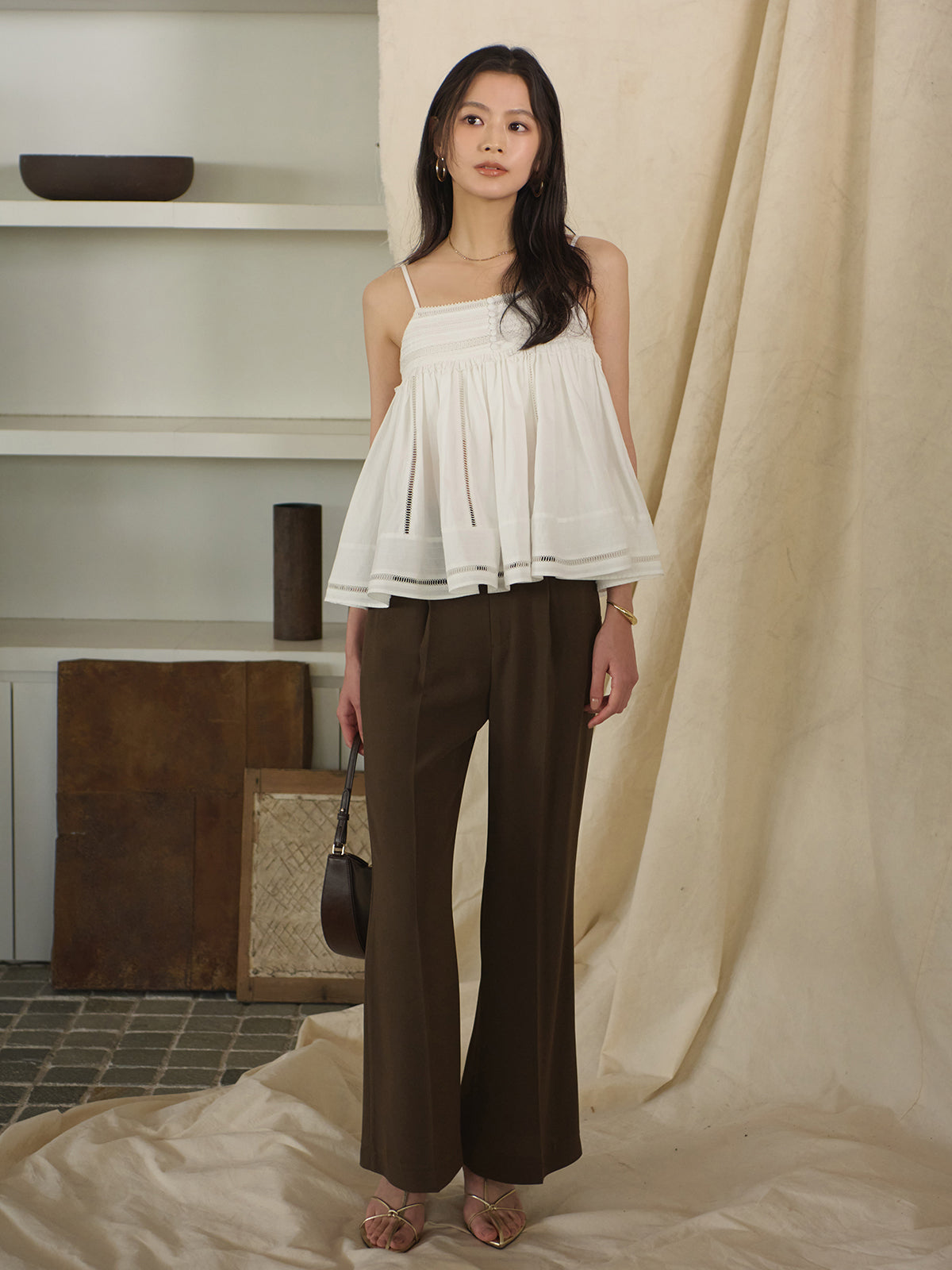 Pintuck Lace Volume Camisole