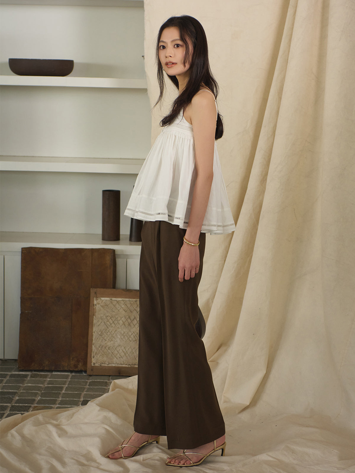 Pintuck Lace Volume Camisole