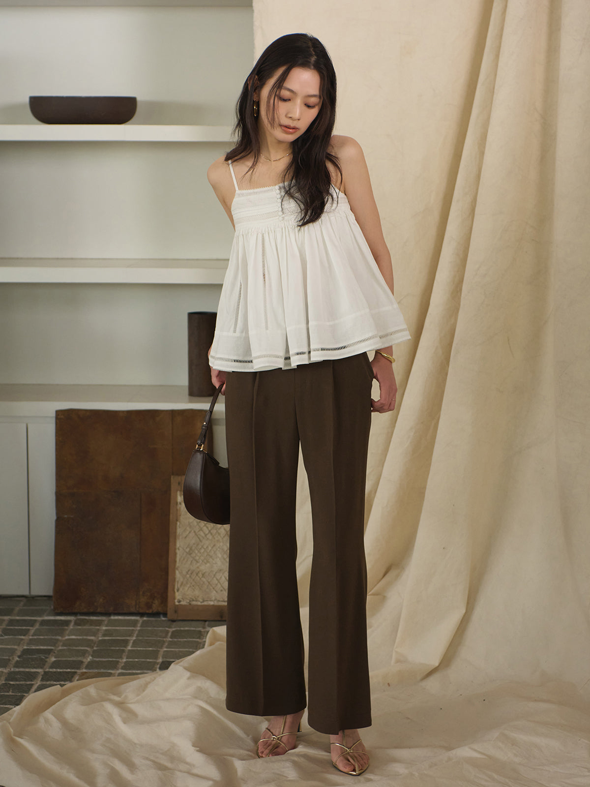 Pintuck Lace Volume Camisole