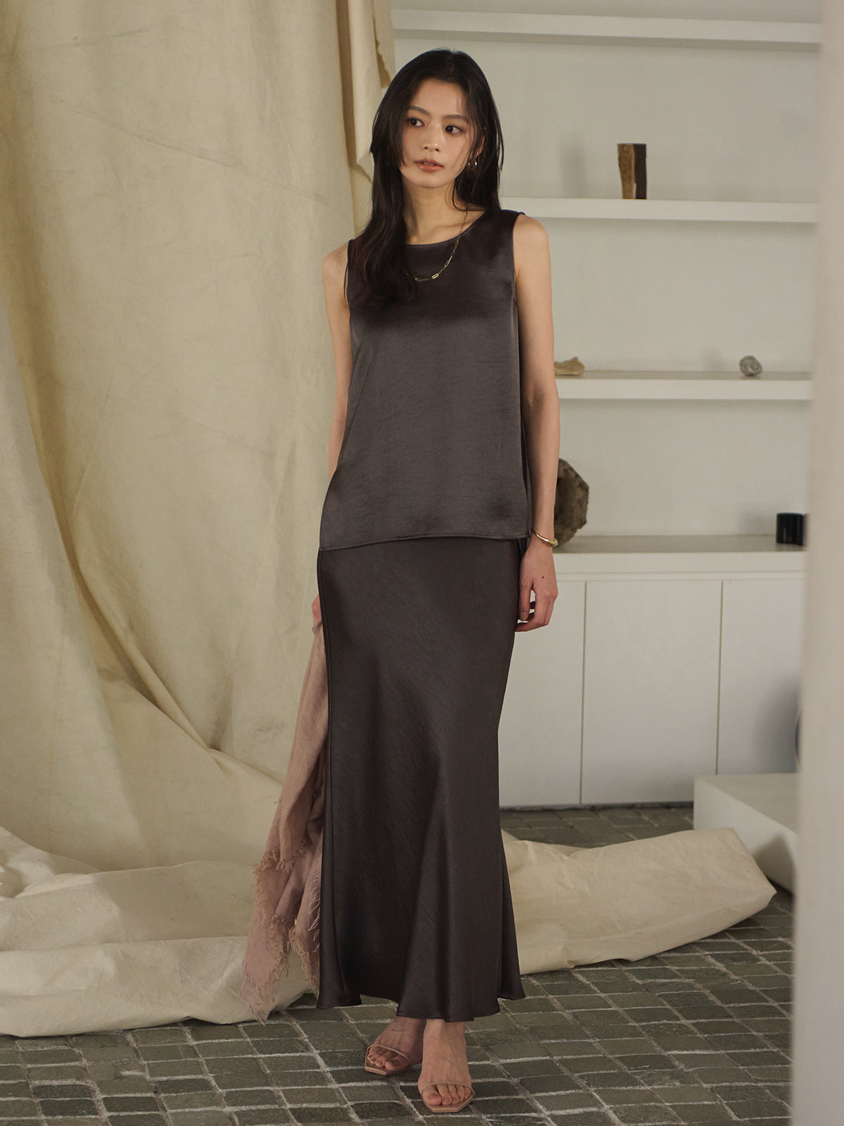 Satin Sleeveless Top