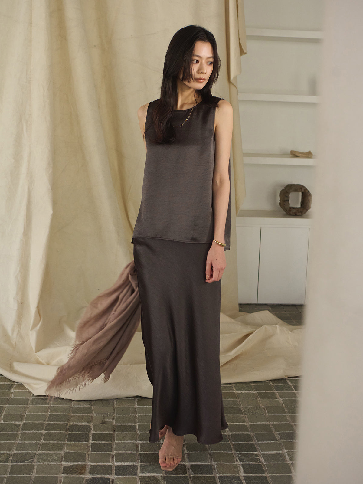 Satin Sleeveless Top