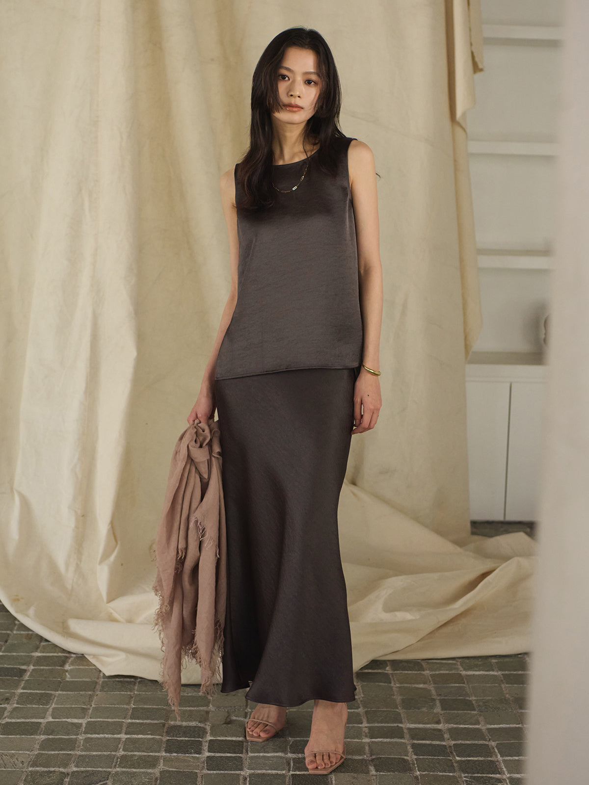 Satin Sleeveless Top