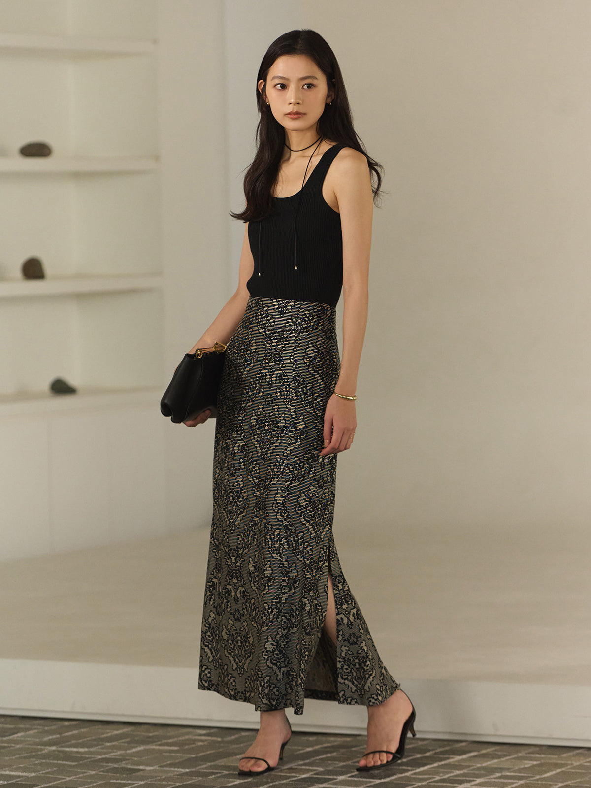 Bouclé Rib Cup-In Tank Top
