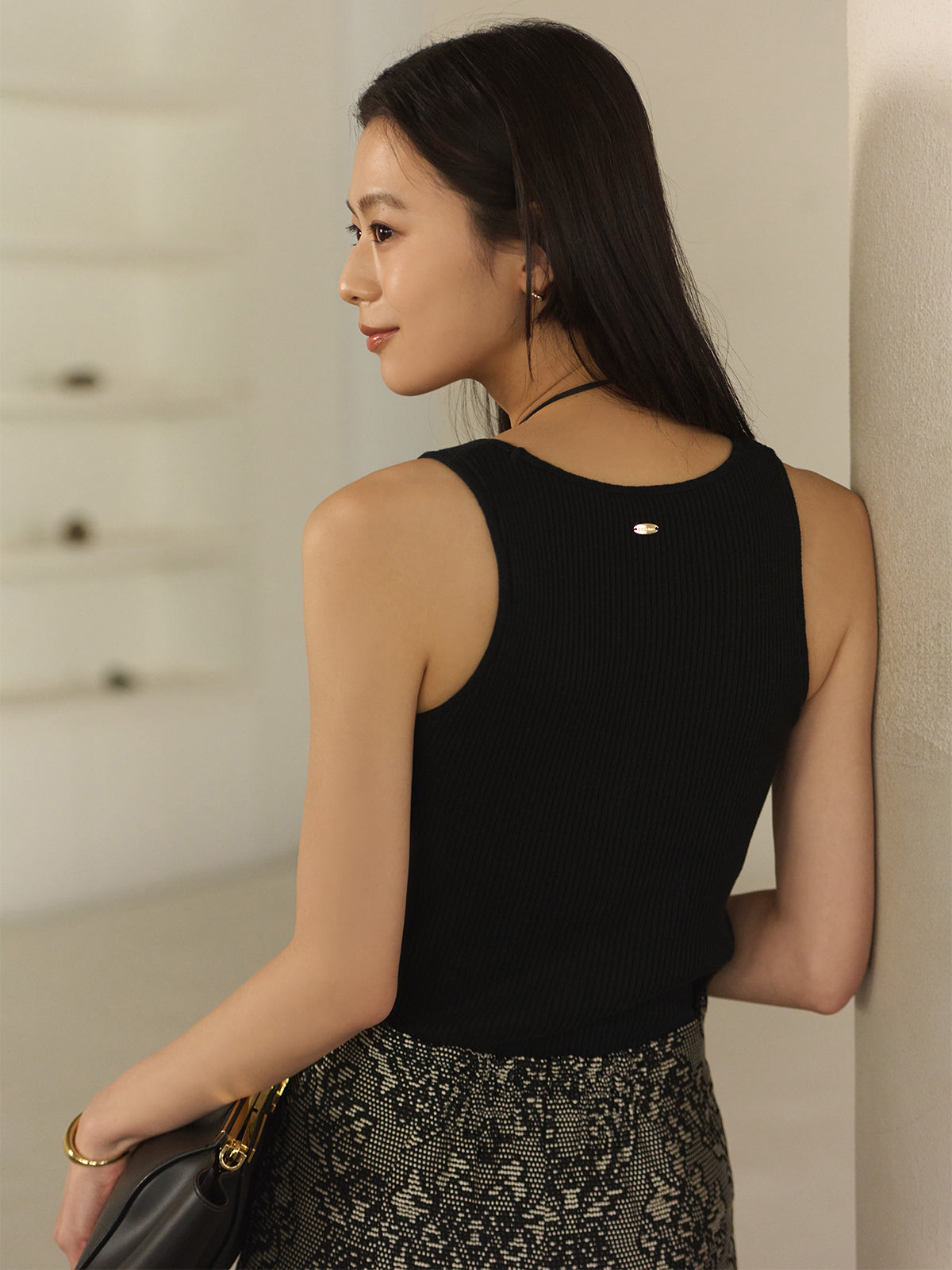 Bouclé Rib Cup-In Tank Top