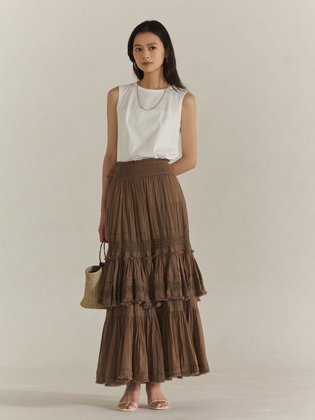 【WEB Limited】Silk-Touch Cotton Sleeveless T-Shirt