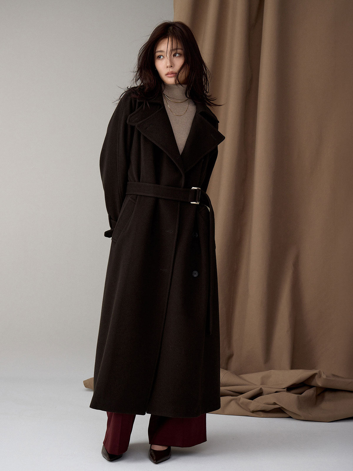 MODEL:164cm COLOR:DARK BROWN SIZE:2