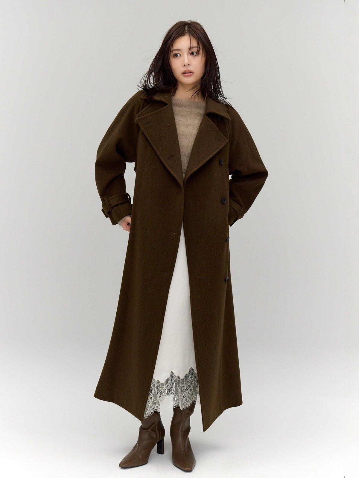 MODEL:164cm COLOR:KHAKI BROWN SIZE:1