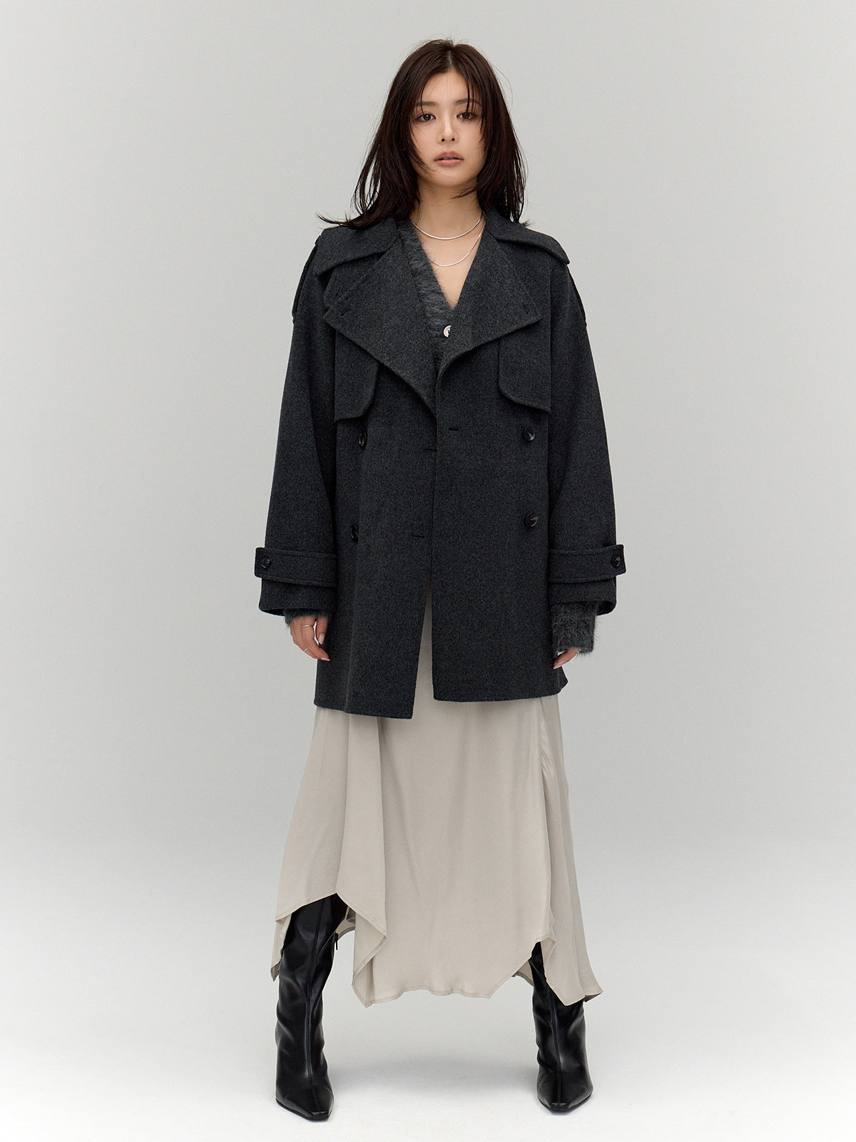 MODEL:164cm COLOR:CHARCOAL GREY SIZE:F