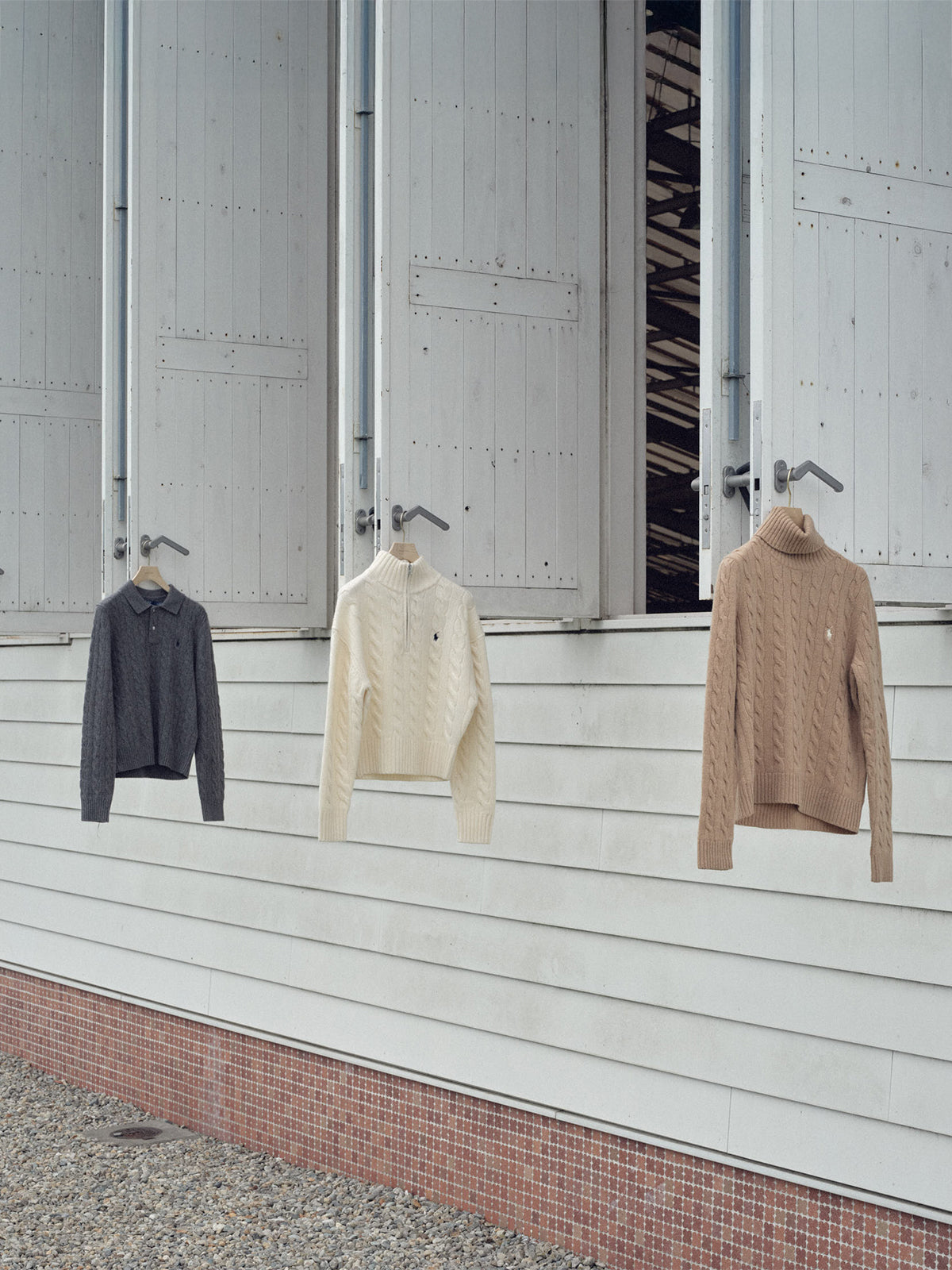 【POLO RALPH LAUREN】Wool-Cashmere Cable Half-Zip Sweater