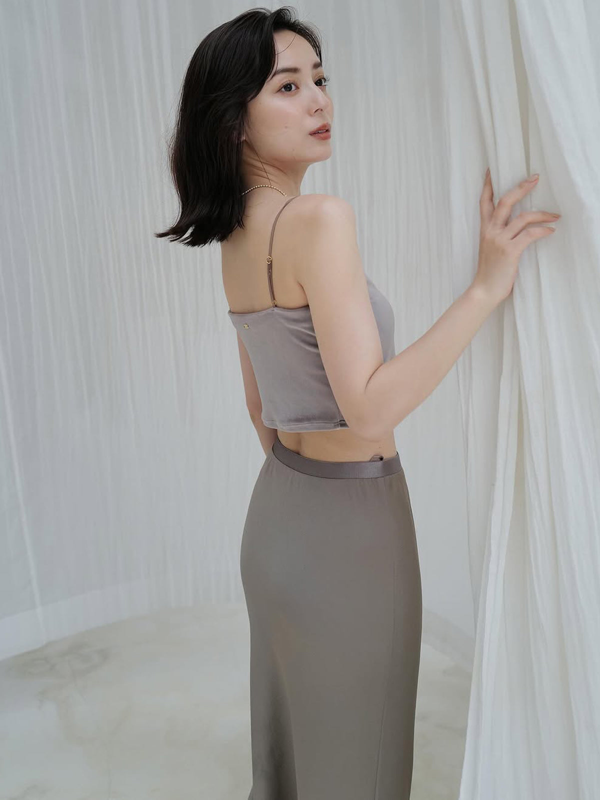 [OUR WACOAL×anuans] Cup-in Velour Short Camisole